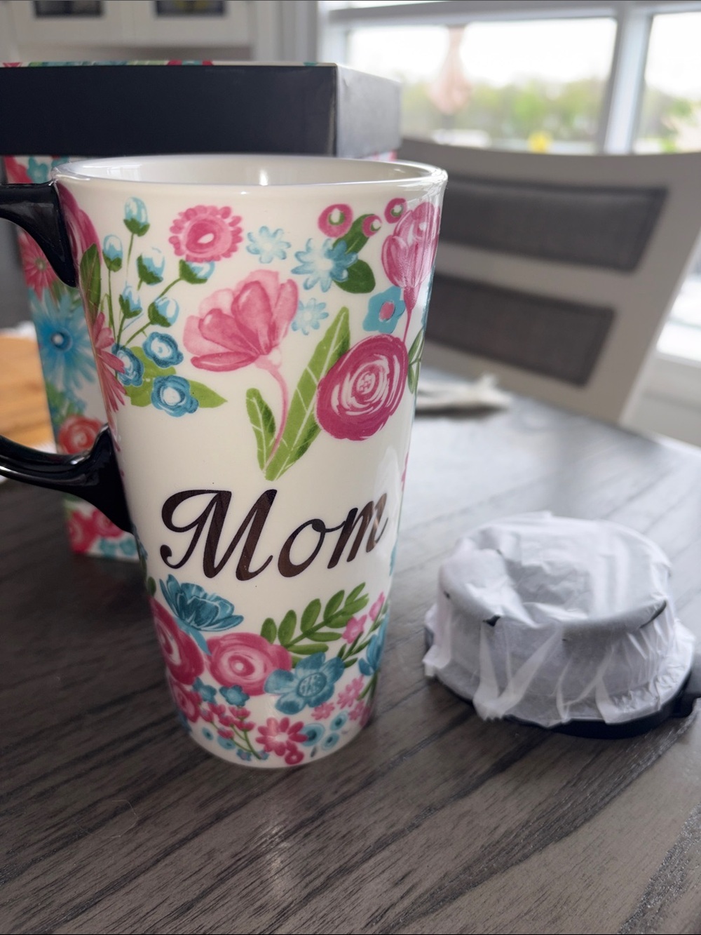Mom Floral Travel Mug with Pink & Teal Accents - Picture 2 of 4